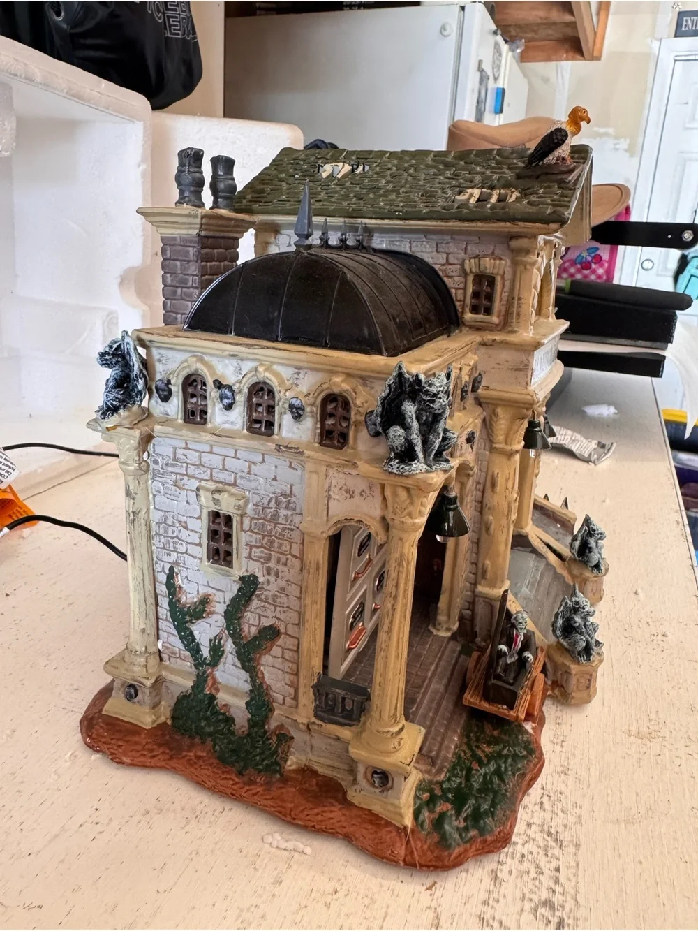 Lemax Halloween Mausoleum Decoration in Tan, Black, Brown